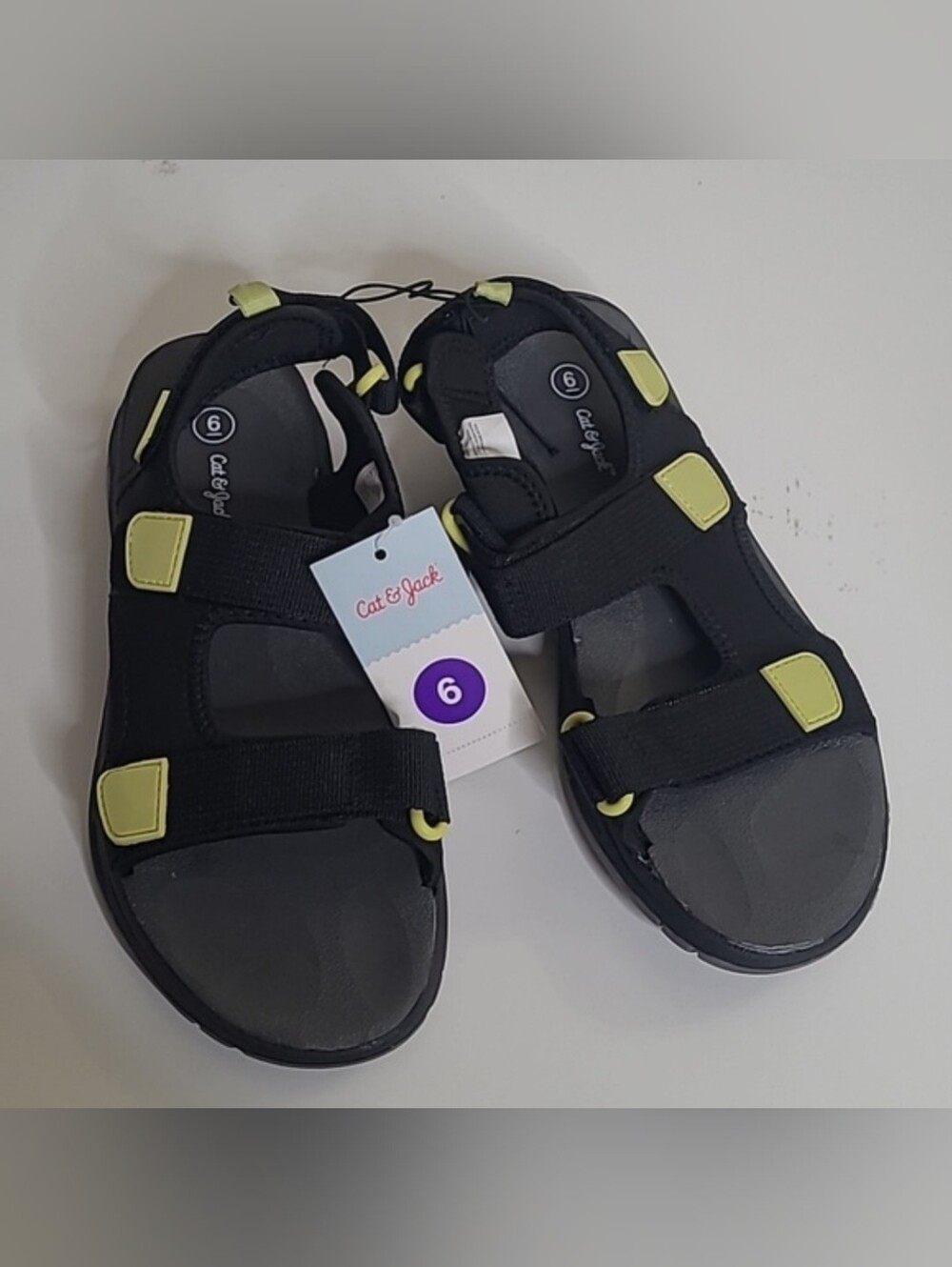 New with tags! Cat & Jack Boys Corbin size 6 black green summer strap sandals